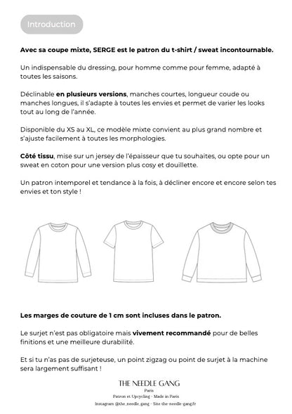 Patron du t-shirt/sweat Serge