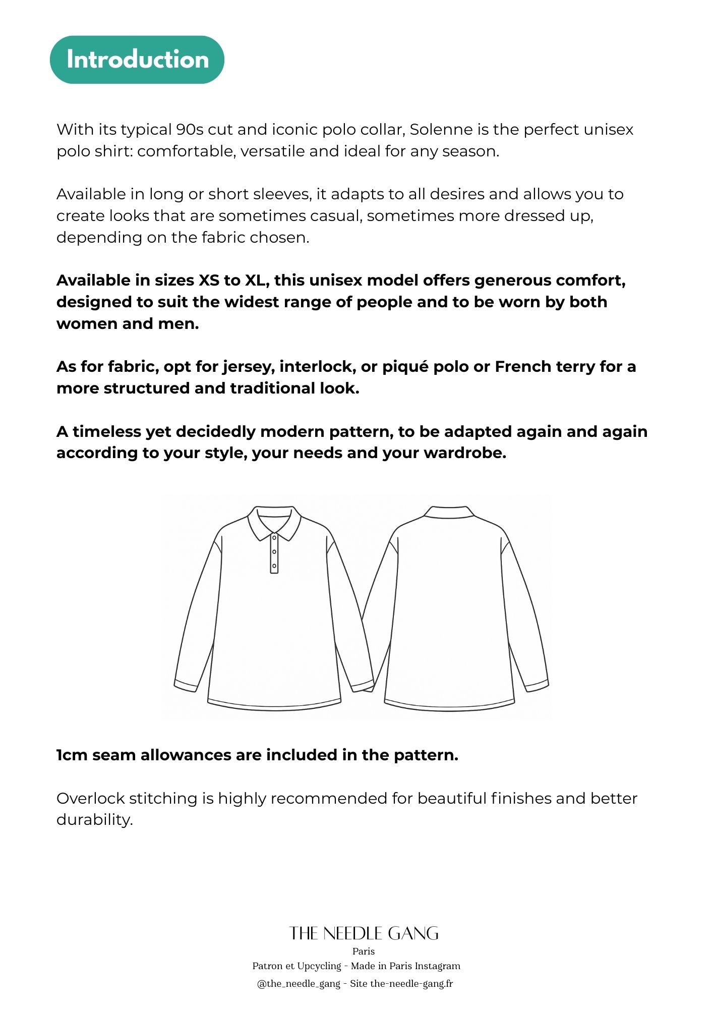 SOLENNE Polo Shirt  - PDF pattern - English version