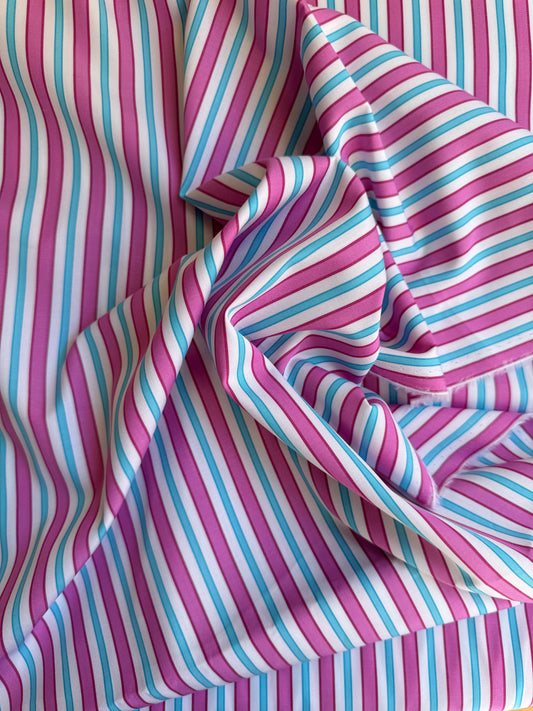 Coton - Rayures roses et bleues - Coupon de 3m