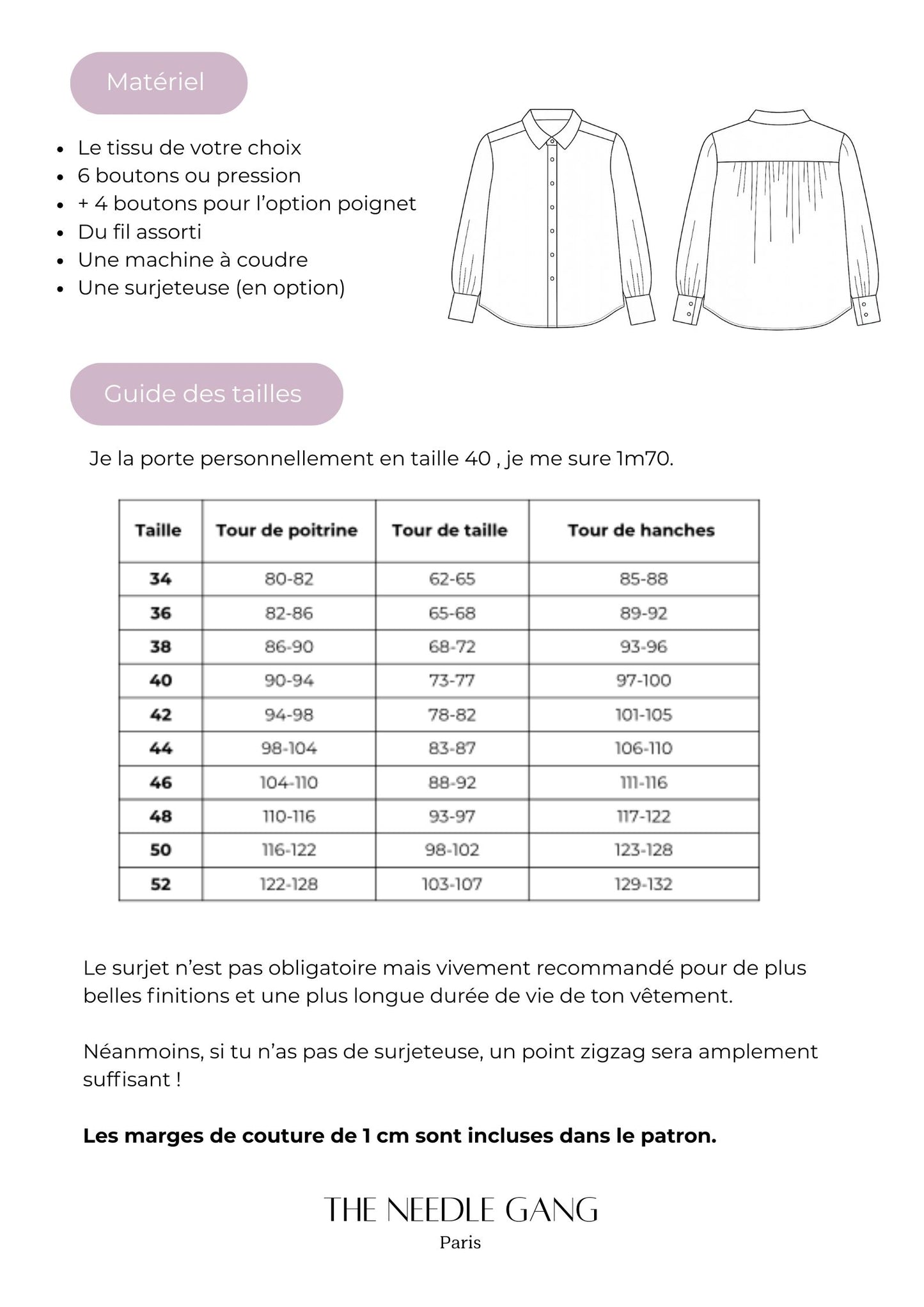 Patron de la robe/blouse Lison