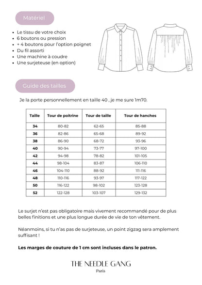 Patron de la robe/blouse Lison