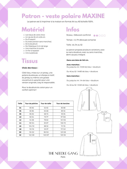 Patron de la veste polaire Maxine