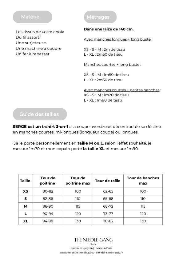 Patron du t-shirt/sweat Serge