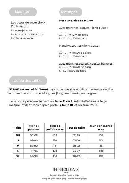 Patron du t-shirt/sweat Serge