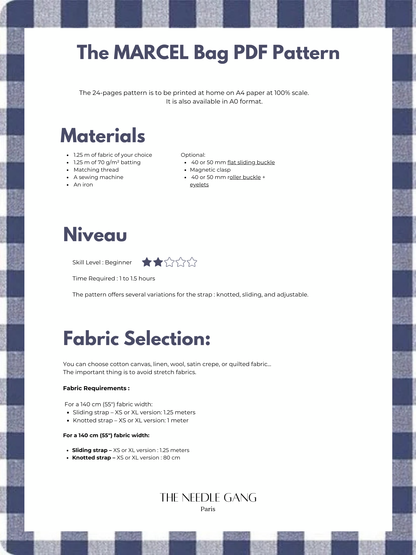 MARCEL Bag - PDF pattern - English version
